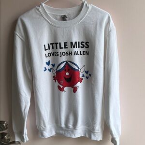 Buffalo Bills themed Gildan White Sweatshirt with Red and Blue Graphic